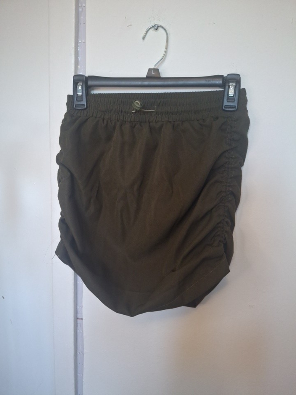 SHEIN Olive Drawstring Ruched Skort